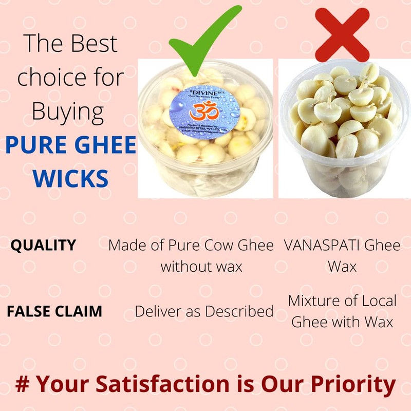 Pure Cow Ghee Wicks (Pack of 100 Pcs) Ghee Cotton