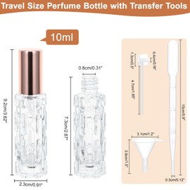 Beomeen 10ML Perfume Travel Refillable Spray Bottles 5Pcs Set, Mini Clear Glass Perfume Bottle Empty, Portable Cologne Dispenser Atomizer Sprayer, Bitter Melon Shaped Travel Size Refill Bottles Kit