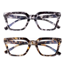 SKYWAY Oversized Blue Light Filter Glasses Women Men Stylish Retro Square Blue Light Glasses Computer Glasses Gaming Glasses Without Strength, Anti-Glare / UV Protection, 2 Black Tortoise