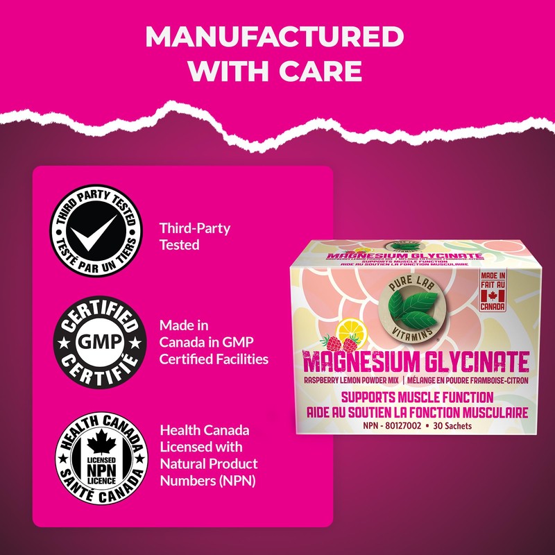 Pure Lab Vitamins Magnesium Glycinate Raspberry Lemon Powder Mix -