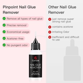 Curvlife 20ml Pinpoint Nail Glue Remover – Non-Acetone, Gentle Formula for Press On & Gel X Nails, Works on Solid Nail Glue & Nail Tips