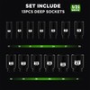 TecoTek 1/2" Drive Deep 6-Point Impact Socket Set, 13-Piece Spindle