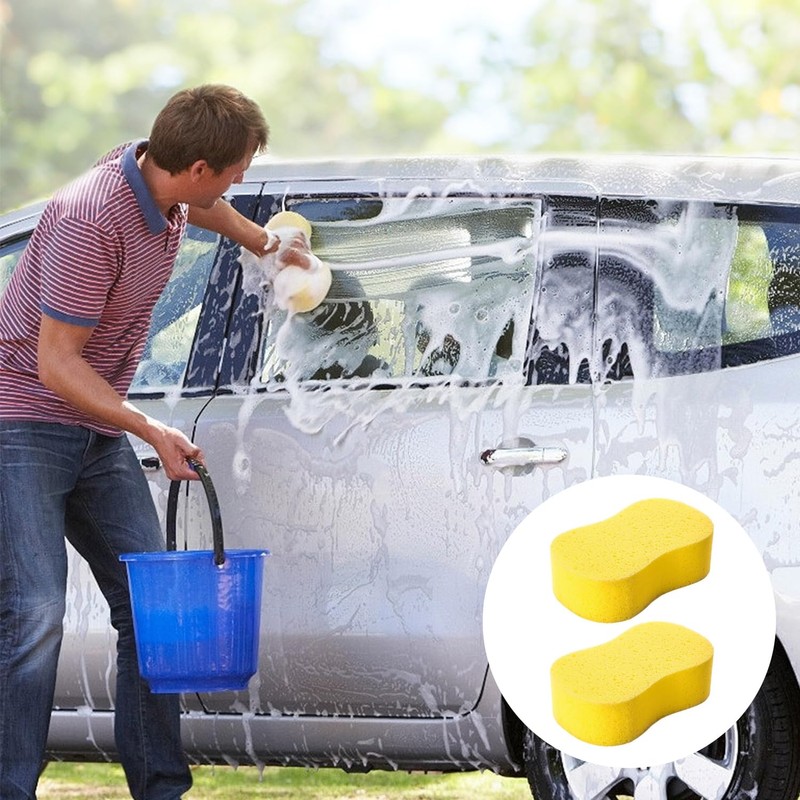 DHSBGWSX 2 Pcs Car Cleaning Sponges, 1 Car Wash Cloth,