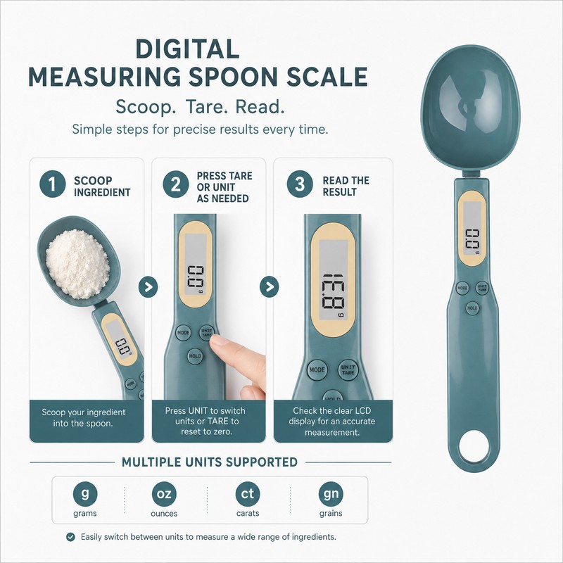 Digital Measuring Spoon Scale 500g 0.5g Precision LCD Electronic Kitchen