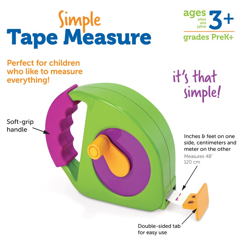 Learning Resources Simple Tape Measure, Ages 3+, Retractable Toy Tape