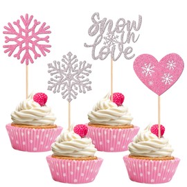 24 piezas de copos de nieve con diseño de copo de nieve con purpurina, corazón de invierno, copos de nieve congelados, para despedida de soltera, boda, aniversario, fiesta de cumpleaños, decoración de pasteles, suministros plateados