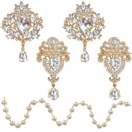 Yhsheen Rhinestone Brooches Crystal Brooch Pins, Pearl Crystal Wedding Bouquet kit Set