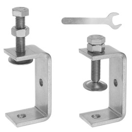 Stainless Steel C-Clamps Heavy Duty 2 Pcs Small C Clamps With Wrench U Clamps for Metal Woodworking, Mini Desk Clamp with Stable Wide Jaw Opening (65mm)