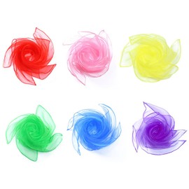 Larfraecy Pack of 6 Juggling Cloths Colourful Silk Scarves 60 x 60 cm Square Dance Chiffon Cloths Colourful Cloths for Nursery Children's Show Sensory Juggling Dance Gymnastics Towels Sensory