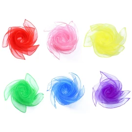 Larfraecy Pack of 6 Juggling Cloths Colourful Silk Scarves 60 x 60 cm Square Dance Chiffon Cloths Colourful Cloths for Nursery Children's Show Sensory Juggling Dance Gymnastics Towels Sensory