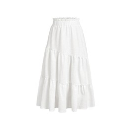 RoseSeek Girl’s Tiered Layered Ruffle Skirts Frill High Elastic Waist A Line Flowy Long Maxi Skirts White 10Y