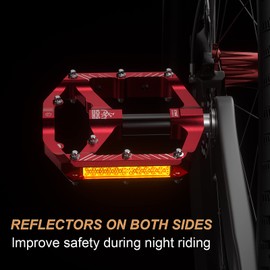 Mountain/Road Bike Pedals with 3 Seal Bearing - 9/16" MTB Pedals Platform Lightweight - Non-Slip Bicycle Pedals for BMX MTB (Red-Black)