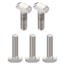 DTGN 5pcs M8x30mm DxL T-Bolt Screw T Rod Stud Slite Screw Bolts Inserts Construction Carbon Steel T Shape Silver Tone