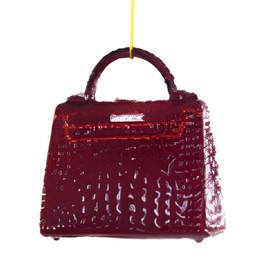 Cody Foster & Co Dark Red Alligator Luxury Handbag Ornament, Elegant Glass Craftsmanship, Fashion-Inspired Holiday Decor, 3 Inches