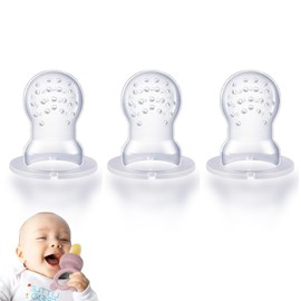 Silicone Replacement Pouch Pacifier for Baby Fruit Food Feeder Compatible with Haakaa/NatureBond/POIKSHARK/WeeSprout, Food Grade Silicone Feeder Sacs, Fruit Feeder Replacement Nipples(S-Size 3PCS)