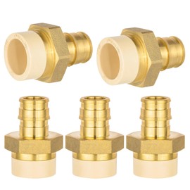 (Pack of 5) EFIELD 1/2" Pex A x 1/2" CPVC Adapter Expansion Brass Fitting ONLY For Pex-A Tubing Connection, ASTM F1960
