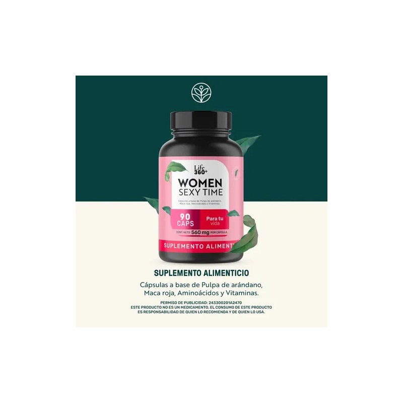 Maca Roja Vitaminas Life360+ Women Sexy Time 90 Cápsulas Sabor