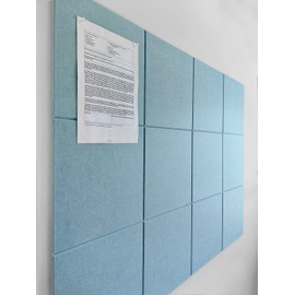 DECORITA Cork Board 48 x 36 Alternative – 11.8x11.8x0.35 Inches 12 Pack Felt Wall Tiles with Safe Removable Adhesive, Large Cork Board for Office Walls Pin Board Cork Tiles for Classroom - Baby Blue
