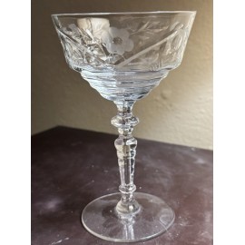 Libbey Rock Sharpe 5 Vintage 1940’s Libbey Rock Sharpe Arctic Rose Halifax Champagne Glass 6 1/8”