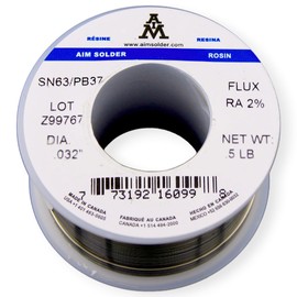 AIM Solder 63-37 Tin Lead Rosin Core Solder Wire for Electrical Soldering 0.032inch, 1lb (0.8mm / 454g)