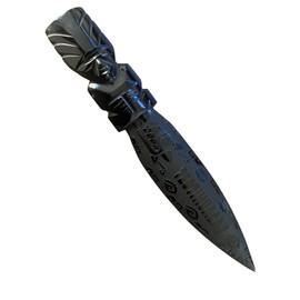 7.7 in Black Obsidian Letter Opener, Polished and Engraved Handmade by craftmen, Figurine, Paperweight Stone, Craft Teotihuacan Mexico - 7.7 X 1.1 in - 3.46 oz Weight (Design 25)