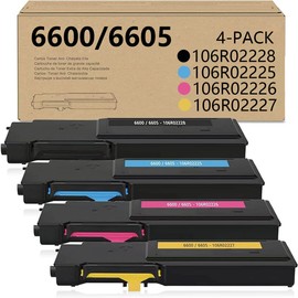 Phaser 6600 / WorkCentre 6605 High Capacity Toner (4 Pack, BK/C/M/Y) - 106R02228 106R02225 106R02226 106R02227 Toner Replacement for Xerox Phaser 6600 6600N 6600DN WorkCentre 6605N 6605DN Printer
