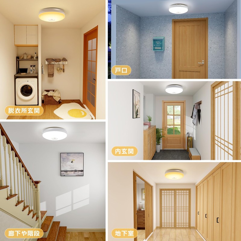 ICHIYO LED Motion Sensor Ceiling Light, Small, Daylight White, 1100