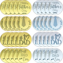 Decoración de cupcake para el día del padre, 40 piezas de decoración de cupcake de acrílico para tartas, decoración redonda para tartas grabadas en el día del padre, decoración para cumpleaños, día de