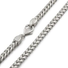 .925 Rhodium Plated Sterling Silver 1mm, 1.5mm, 2mm, 3mm or 3.5mm Franco Chain Necklace (30, 3.5mm)