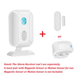 GREENCYCLE Motion Sensor Alarm Receiver, Pair with Magnetic Door Alarm Sensor (ASIN: B07HQD6BH6) or Motion Receiver(ASIN: B07HQ8QYZ7 ),1 Receiver, Can't use Separately