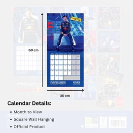 Redbull Racing Calendar 2025 F1 Formula one Square Wall Calendar Cars Gift Present with Free Organising Stickers Included