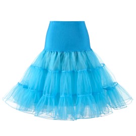 Meitm - Enaguas de tul para mujer, estilo clásico de los años 50, estilo rockabilly, 71,12 cm de largo, media falda, Azul claro, L