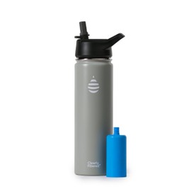 Clearly Filtered Water Bottle | Targets/Removes 220+ Contaminants, Double-Wall Insulated Stainless Steel, BPA/BPS Free, Phthalate Free, Filters Flouride Leads Chlorine (20oz, Sage Gray)