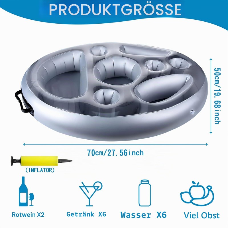 MTINRNI Pool Drink Holder, Inflatable Drink Holder with 8 Holes,