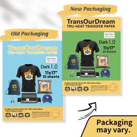 TransOurDream Dark Heat Transfer Paper for T Shirts (10 Sheets, 11x17") Printable HTV Heat Transfer Vinyl for Inkjet Printer Iron on Transfers for Dark Fabrics