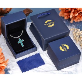 Genuine Turquoise Necklace 925 Sterling Silver Cross Pendant Necklace Vintage Western Cross Turquoise Jewelry for Men