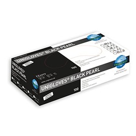 Unigloves Black Pearl Nitrile Gloves, Powder-Free, Disposable Gloves, Medical and Food Approval, L (8-9)