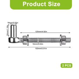 Scharnier Gartentor M16 x 150mm, 2 Stück 304 Edelstahl Torscharnier J-Bolzen Bolzen Haken Schwerlast Torangel für Doppelstabmattenzaun Metall Weidetor Tor