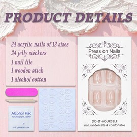 Christmas Press on Nails Short Square SWEKKE White Petite Fake Nails False Nails with Designs Snowflake Stars Gradient Full Cover Glossy Glue on Nails Acrylic Nails for Women Girls 24 Pcs