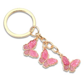 Butterfly Keychains for Women Pink Rhinestone Butterfly Keychain Car Purse Bag Accessories Butterfly Birthday Christmas Gifts for Girls Women Butterfly Key Chains Party Favors Butterfly Themed Gift