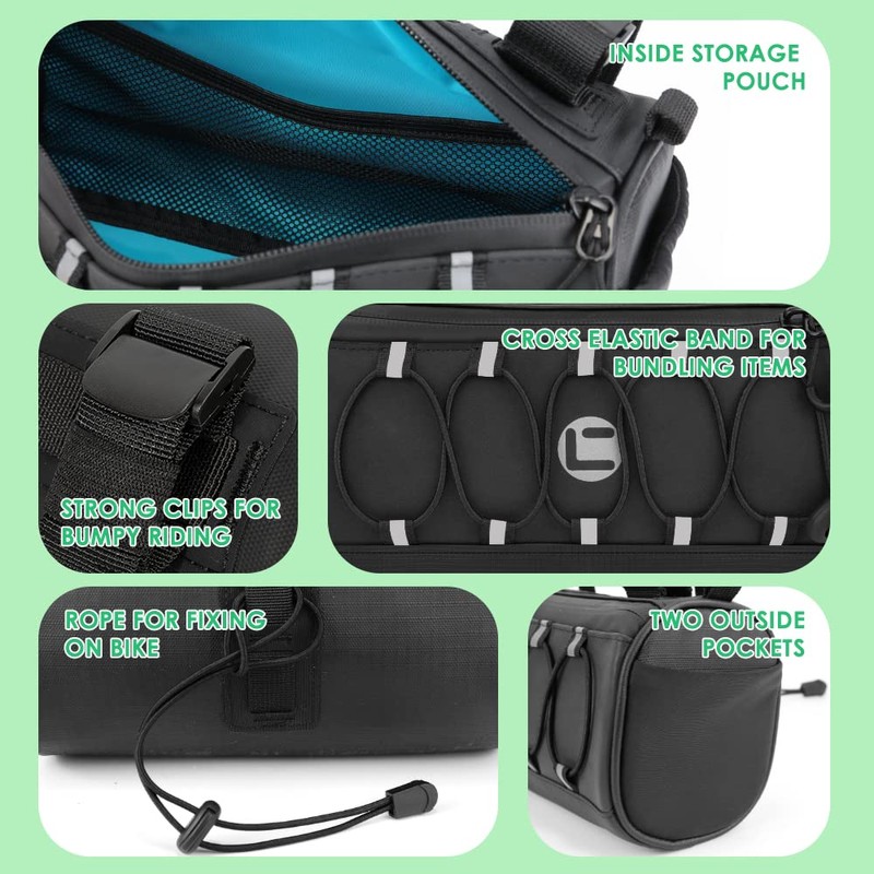 WOTOW Bike Handlebar Bag Waterproof - Bicycle Handlebar Bag with