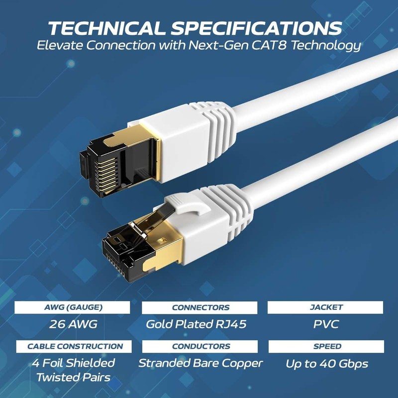 Cables Direct Online Cat8 Blue 3FT SFTP Ethernet Patch Cable