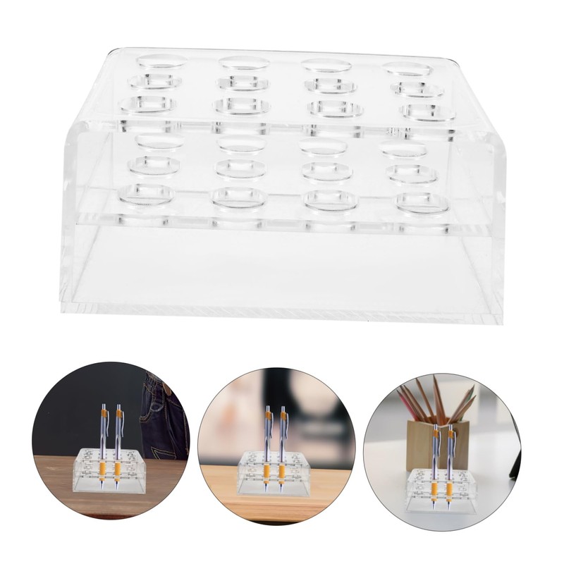 jojofuny Acrylic Pen Holder Stand Slot Display Rack for Makeup