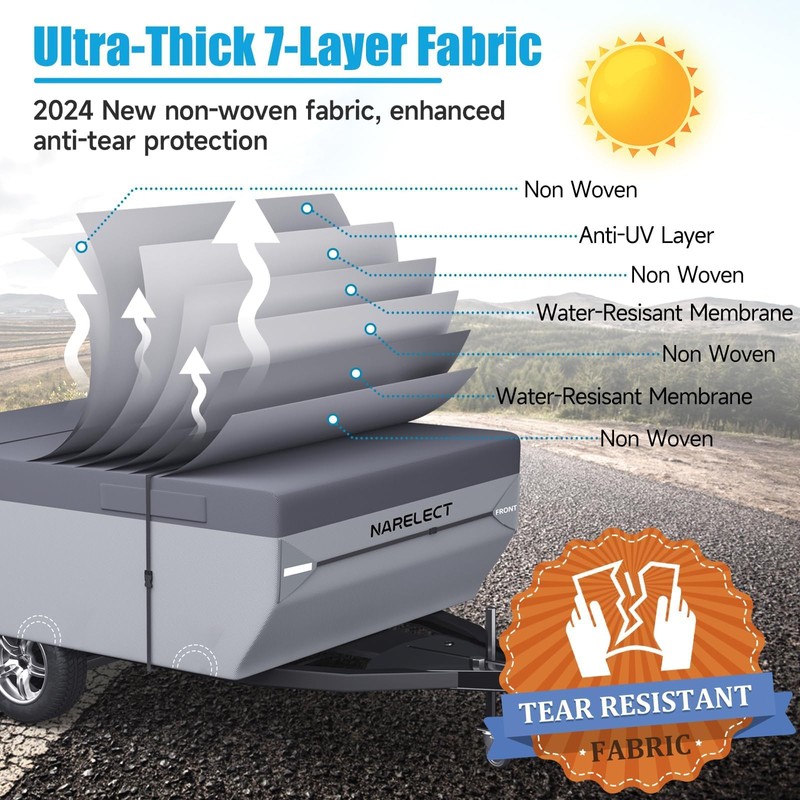 Pop up Camper Cover 12'-14' Tent Trailer Cover 7 Layers