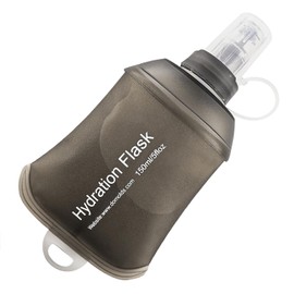 AXEN 150ML Soft Flask, TPU Foldable Running Hydration Flask, Soft Collapsible Water Bottle for Hydration Pack Cycling Marathon Running Hiking, Dark Grey