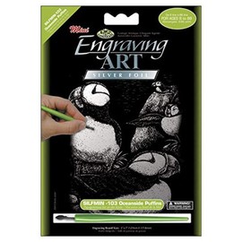 Royal Brush Mini Silver Foil Engraving Art Kit, 5 by 7-Inch, Oceanside Puffins
