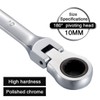 KATUR 10mm Ratcheting Wrench Set Flexible Pivoting Head Ratchet Combination