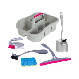 REYNERA Ultimate CleanCare Glass Kit: Limpiavidrios, Cepillo Sanitario, Azulejos Facilito, Tool Caddy y Fibra Esponja - Cuidado Completo para Tus Superficies