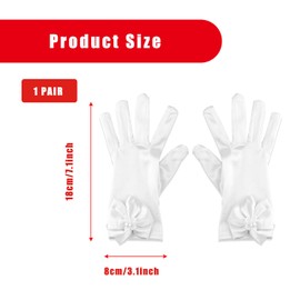 Bojueshaw 1pair Little Girls Satin Bow Gloves,Princess Style Formal Stretchy Gloves for Weddings,First Communion & Dress-Up
