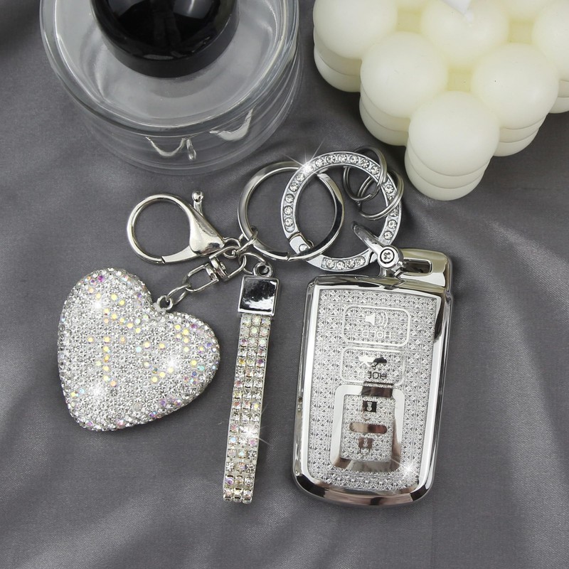 YIKECASE Key Fob Cover with Diamond Keychain Car Key Holder